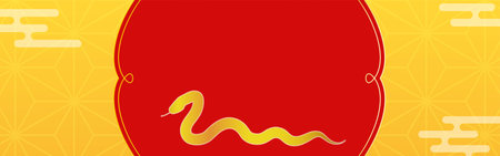 New Year's First Banner for the Year of the Snake 2025, Vector Illustrationのイラスト素材