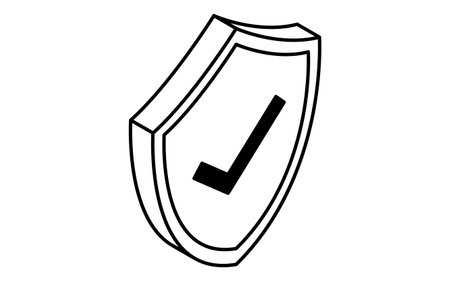 Security Shield, Crime Prevention and Home Security Black and White Isometric Icon, Vector Illustrationのイラスト素材