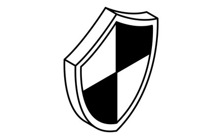 Security Shield, Crime Prevention and Home Security Black and White Isometric Icon, Vector Illustrationのイラスト素材