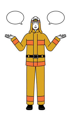 Firefighter in fire uniform with wipeout and comparison, Vector Illustrationのイラスト素材