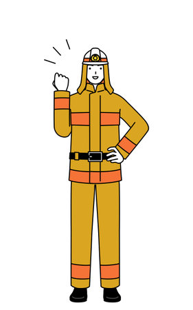 Firefighter in fire uniform posing with guts, Vector Illustrationのイラスト素材