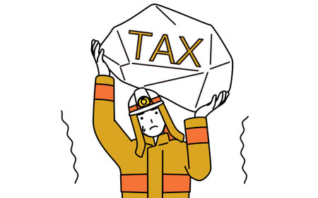 Firefighter in fire uniform suffering from tax increases, Vector Illustrationのイラスト素材