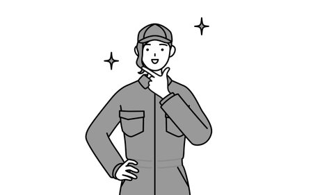 A mechanic woman in coveralls in a confident pose, Vector Illustrationのイラスト素材