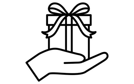 The hand that gives the gift, Simple and cute black and white Valentine's Day icon, Vector Illustrationのイラスト素材