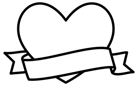Heart wrapped around label, Simple and cute black and white Valentine's Day icon, Vector Illustrationのイラスト素材