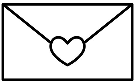 Letters with a heart-mark, Simple and cute black and white Valentine's Day icon, Vector Illustrationのイラスト素材