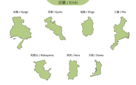 Map of Kinki region (line drawing), Vector Illustrationのイラスト素材
