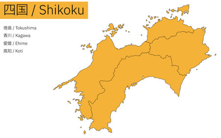 Map of Shikoku region (line drawing), Vector Illustrationのイラスト素材