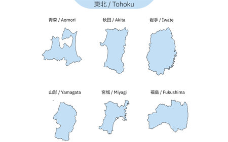 Map of Tohoku Region (line drawing), Vector Illustrationのイラスト素材