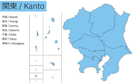Map of Kanto region (line drawing), Vector Illustrationのイラスト素材