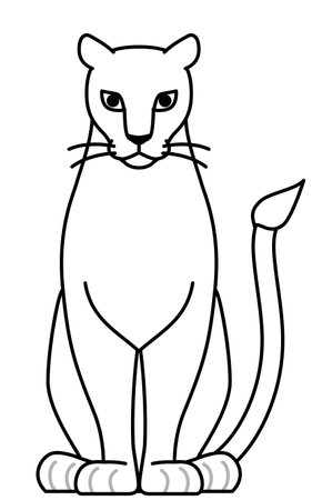 Simple line drawing of a lion facing front, male and female, Vector Illustrationのイラスト素材