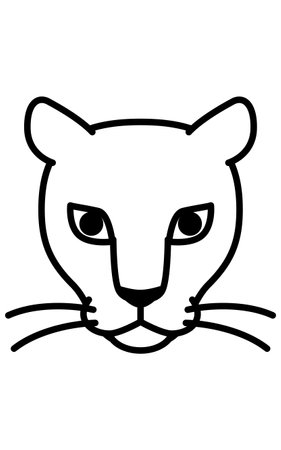 Simple line drawing of a lion facing front, male and female, Vector Illustrationのイラスト素材