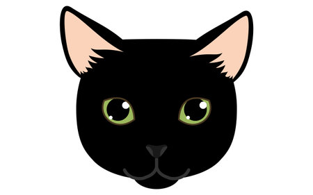 Clip art of black cat, face icon, Vector Illustrationのイラスト素材