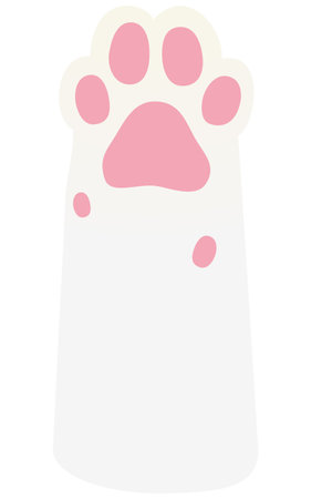 White cat's paws, pink paw pads, Vector Illustrationのイラスト素材