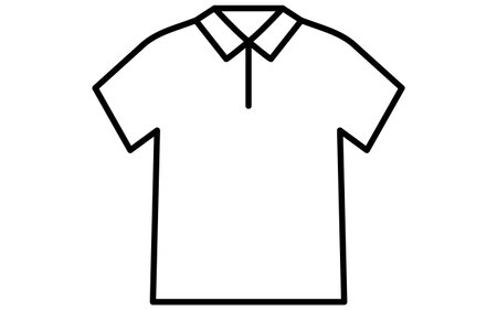Polo shirt, black and white simple line drawing icon, Vector Illustrationのイラスト素材