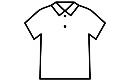 Polo shirt, black and white simple line drawing icon, Vector Illustrationのイラスト素材