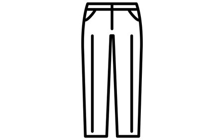 Bottoms, folded trousers (slacks), simple line drawing icon in black and white, Vector Illustrationのイラスト素材