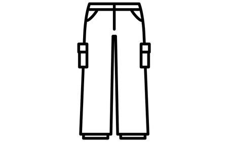 Bottoms, work pants, cargo pants, simple line drawing icon in black and white, Vector Illustrationのイラスト素材