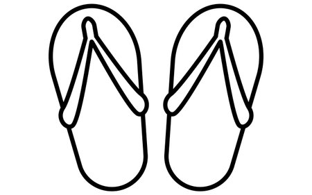 Flip-flops, Simple black and white line drawing icon of clothing, Vector Illustrationのイラスト素材
