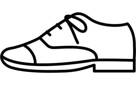 Leather shoes (business shoes), Simple black and white line drawing icon of clothing, Vector Illustrationのイラスト素材