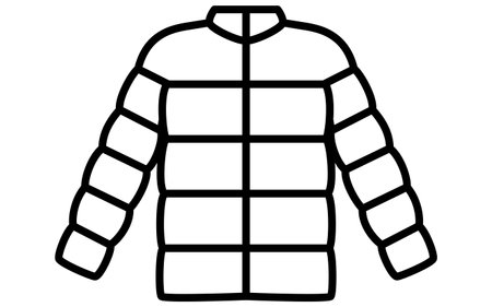 down jacket, Clothes simple line drawing icon in black and white, Vector Illustrationのイラスト素材
