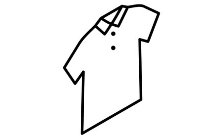 Polo shirt, simple isometric line drawing icon in black and white, Vector Illustrationのイラスト素材