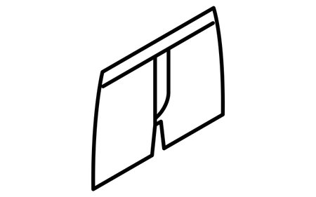 Men's underwear, boxer shorts, simple isometric line drawing icon in black and white, Vector Illustrationのイラスト素材