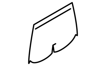 Women's sportswear shorts, simple isometric line drawing icon in black and white, Vector Illustrationのイラスト素材