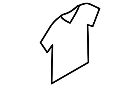 Men's V-neck shirt, simple isometric line drawing icon in black and white, Vector Illustrationのイラスト素材