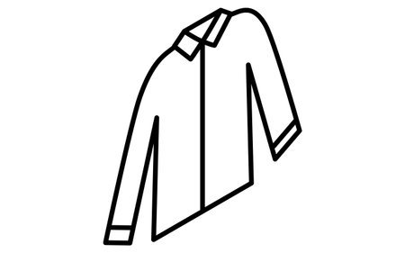 Work clothes with collar, Clothes simple isometric line drawing icon in black and white, Vector Illustrationのイラスト素材