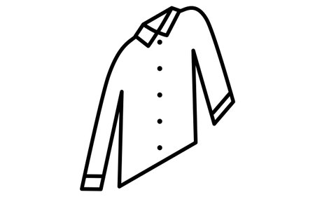 Dress shirt, Clothes simple isometric line drawing icon in black and white, Vector Illustrationのイラスト素材