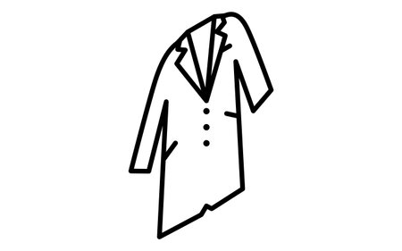 white robe, Clothes simple isometric line drawing icon in black and white, Vector Illustrationのイラスト素材