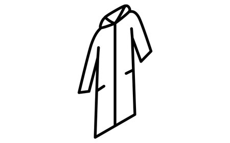 trench coat, Clothes simple isometric line drawing icon in black and white, Vector Illustrationのイラスト素材