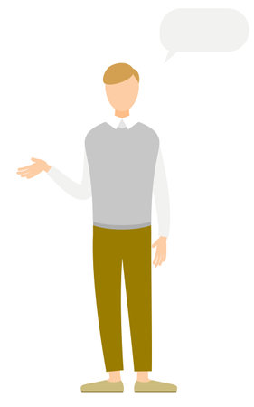 Simple illustration of a man in a gray vest talking, Vector Illustrationのイラスト素材