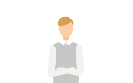 Simple illustration of a man in a gray vest with his arms folded, Vector Illustrationのイラスト素材