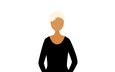 Simple illustration of a woman in a black shirt, Vector Illustration