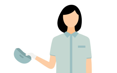 Simple illustration of a worker woman wearing a cap taking off his hat to greet, Vector Illustrationのイラスト素材