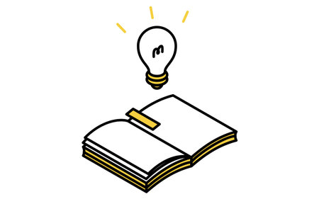 Inspirational image of open book and glowing light bulb, Simple line drawing icon, isometric illustration, Vector Illustrationのイラスト素材