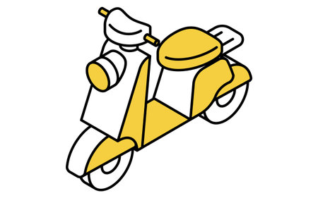 Vehicle icon, scooter simple and cute isometric line drawing icon, Vector Illustrationのイラスト素材