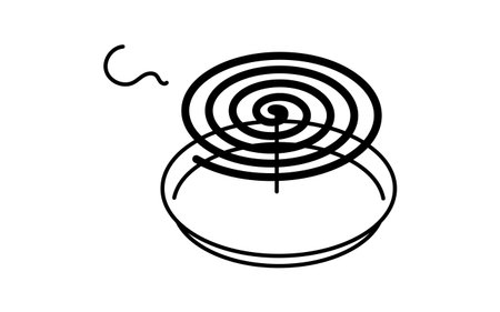 Isometric line art illustration of mosquito coil, simple summer lifestyle icon, Vector Illustrationのイラスト素材