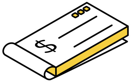 Checkbook simple line drawing icon, isometric illustration of traditional payment method and...