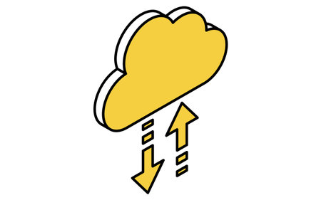 Cloud service upload and download isometric line icon with arrows and cloud storage symbol, Vector Illustrationのイラスト素材