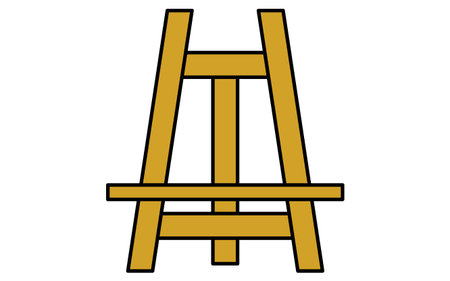 Simple line drawing icon of easel, Vector Illustrationのイラスト素材