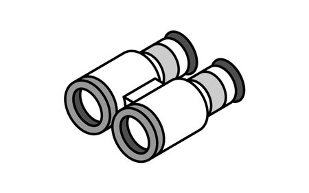 Simple line drawing icon of binoculars, isometric illustration, Vector Illustrationのイラスト素材