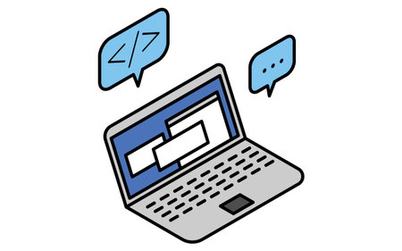 Simple line drawing icon programming on laptop, isometric illustration, Vector Illustrationのイラスト素材