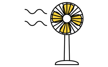 line art illustration of an electric fan, simple summer cooling icon, Vector Illustrationのイラスト素材
