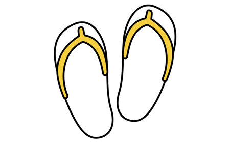 line art illustration of beach sandals, simple summer footwear icon, Vector Illustrationのイラスト素材
