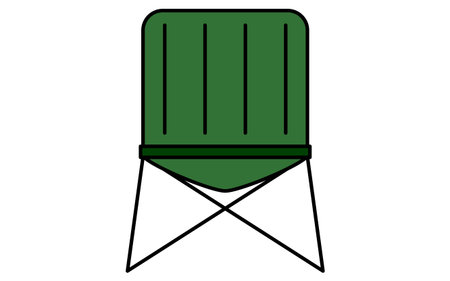 line art illustration of a camping chair, simple summer outdoor gear icon, black and white, Vector Illustrationのイラスト素材