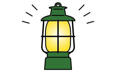 Simple line drawing illustration of a camp lantern, summer illustration, black and white, Vector Illustrationのイラスト素材