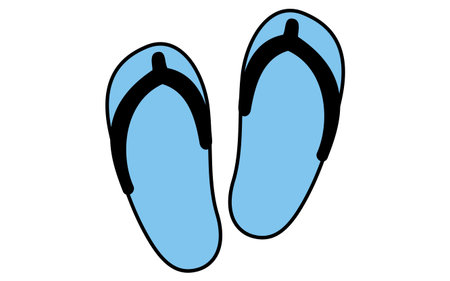 line art illustration of beach sandals, simple summer footwear icon, black and white, Vector Illustrationのイラスト素材